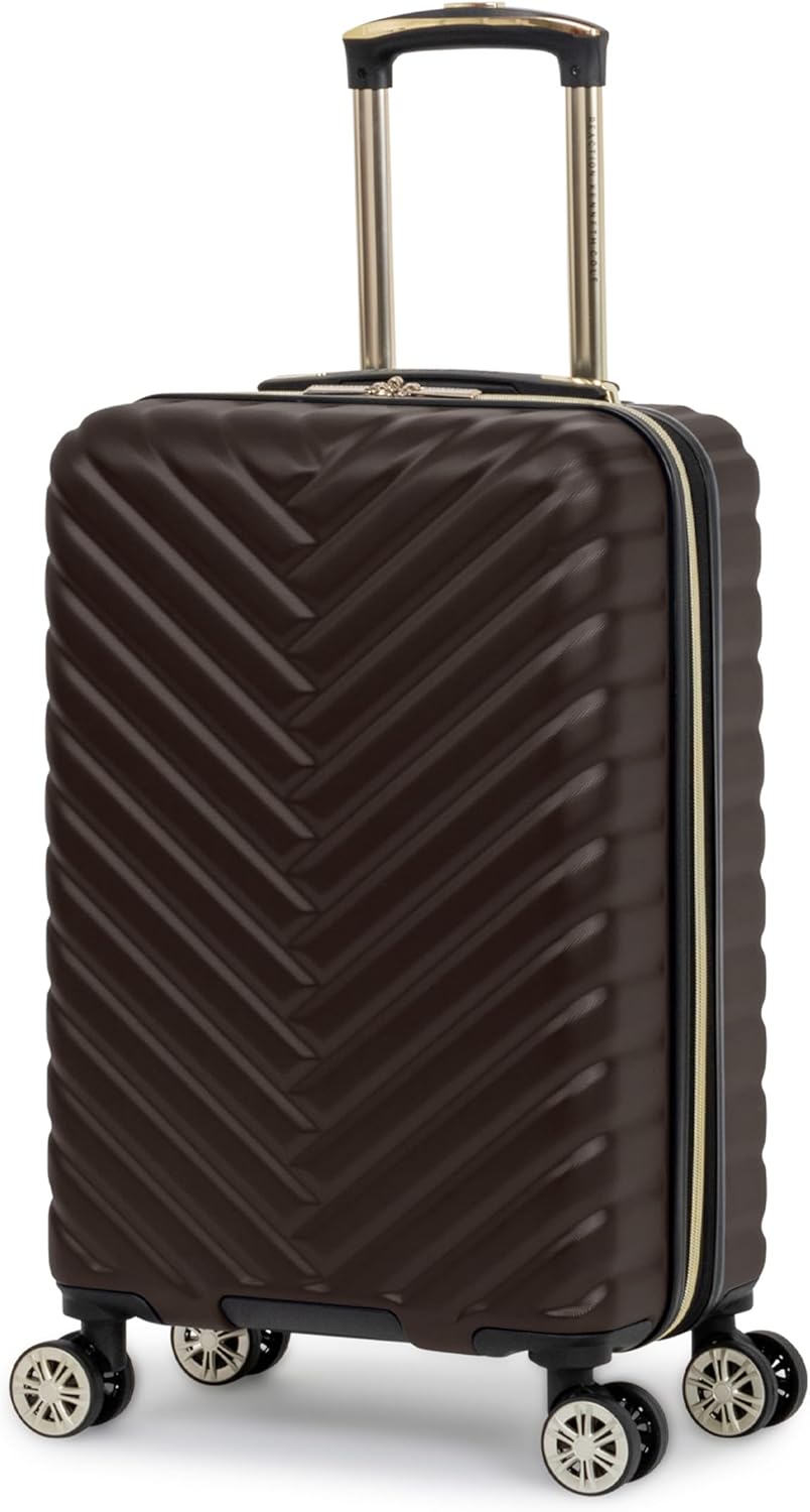 Kenneth Cole REACTION Madison Square Lightweight Hardside Chevron Expandable Spinner Luggage, Chocolate Brown, 20-Inch Checked