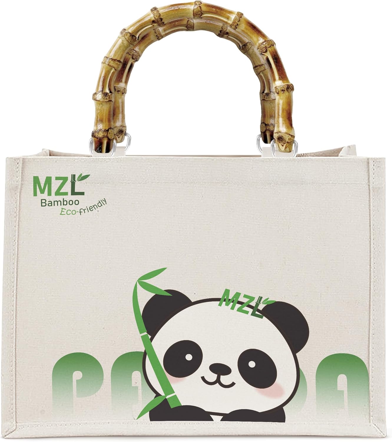 MZLBAMBOO-Tote Bag For Women, Tote Purse And Shoulder Bag, Capacity Eco-Friendly Canvas Bags, Bamboo Handle, Panda Print