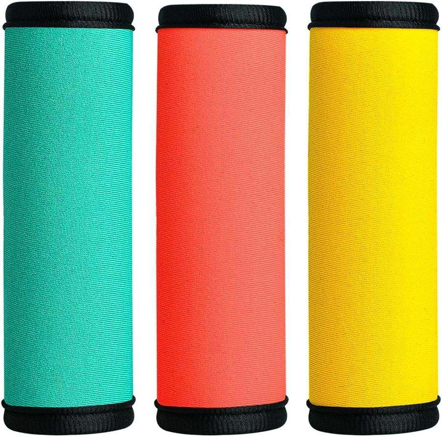 HEYSKAY 3pcs Neoprene Luggage Handle Wrap for Suitcase Identifier Travel Bag Wraps Luggage ID Tags Refrigerator Oven Door Handle Covers (Yellow/Blue/Rose)