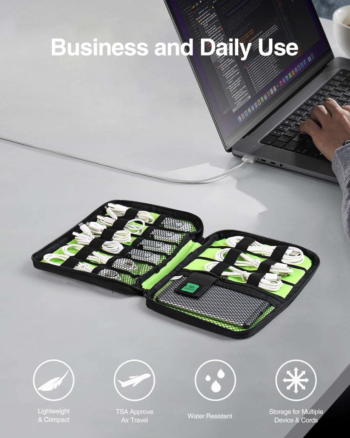 Luxtude Travel Cable Organizer Bag, Flat Cord Organizer Case