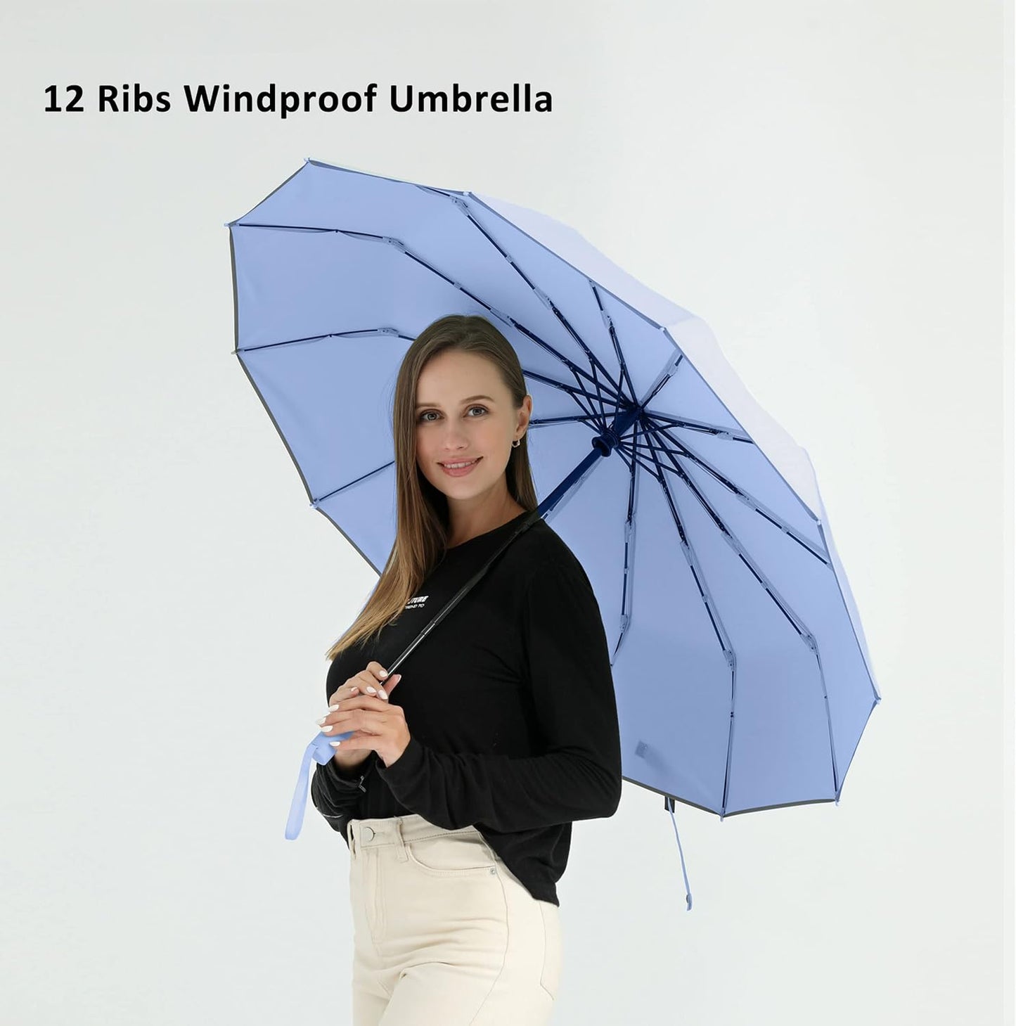 Windproof Compact Rain Umbrella for Travel 42/46 Inch Premium Fabric Auto Open Perfect for Purse and Backpack Portable Umbrella for Women and Men