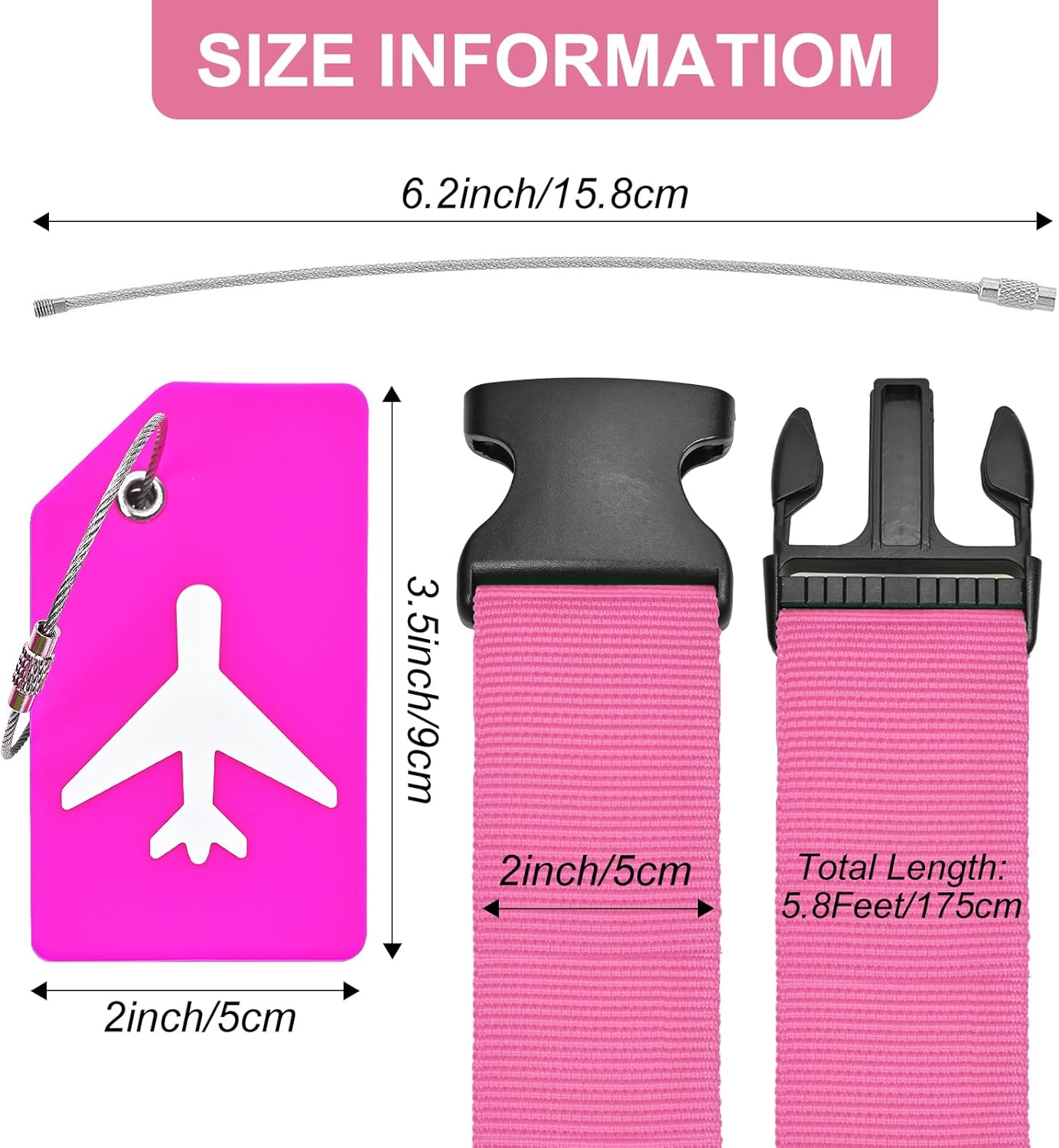 Luggage Straps - Secure and Durable Suitcase Straps for Travel - Adjustable Travel Belt and Bag Straps - Luggage Accessories for Easy Identification - Pack of 10