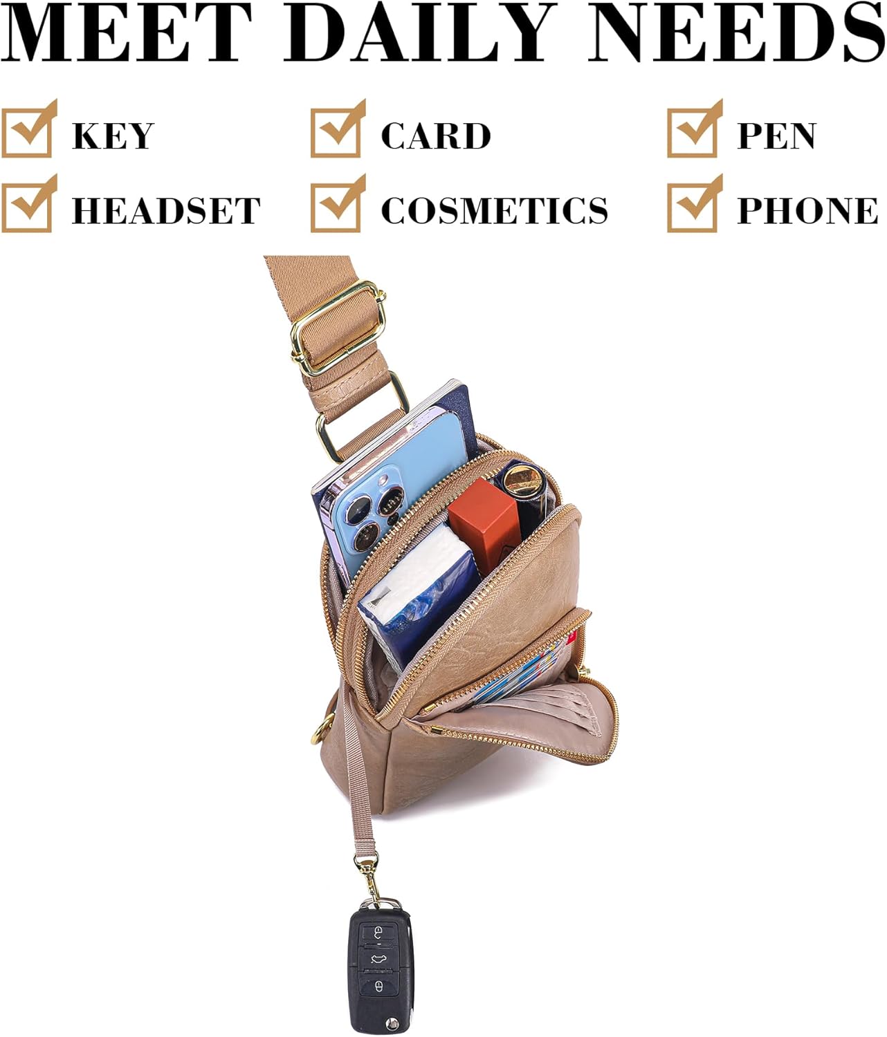 INICAT RFID Blocking Sling Bag Anti Theft Crossbody Bags for Women Travel Fanny Pack Cross Body for Woman Chest Bag