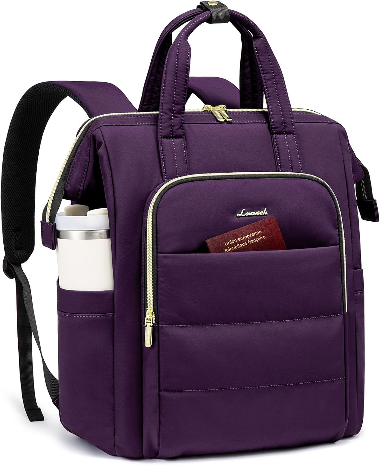 LOVEVOOK Laptop Backpack Women 17 inch,Lightweight Puffer Travel Backpacks for Women,Quilted Laptop Bag Computer Work Teacher Nurse Backpack,Womens Backpack Purse for College Business,Dark Purple