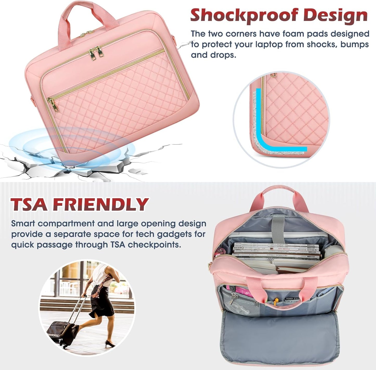NEWHEY Laptop Bag 17.3 Inch Laptop Briefcase for Women Men Waterproof Shoulder Messenger Bag Large