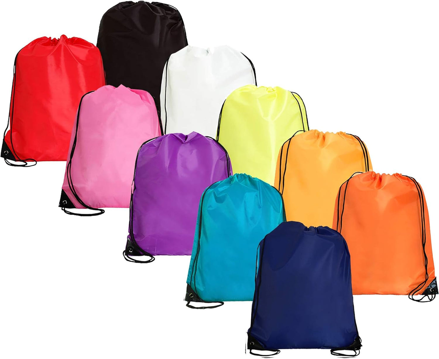 Threadart Drawstring Backpacks - Pack of 10 | Sports Cinch String Sack | Gym, Storage & Travel | Large 15" x 18.5"