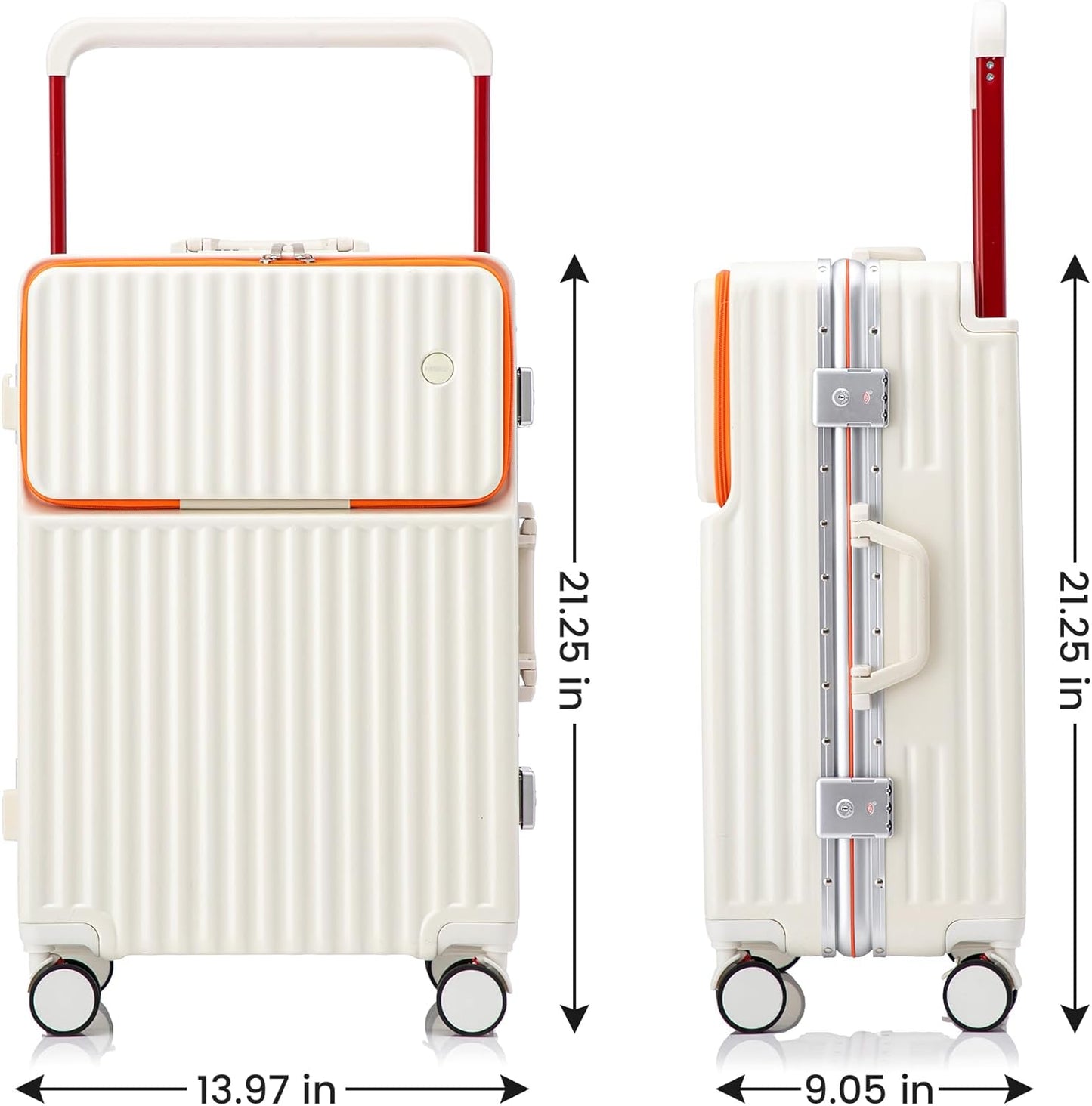 20 Inch Carry On Luggage with Spinner Wheels,Aluminum Frame PC Hard Shell Suitcase with USB