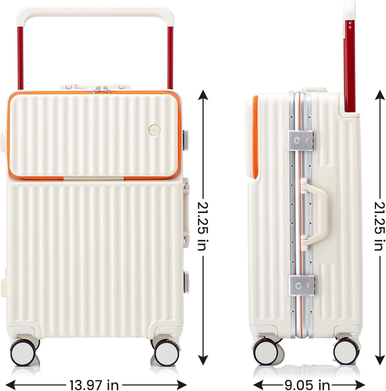 20 Inch Carry On Luggage with Spinner Wheels,Aluminum Frame PC Hard Shell Suitcase with USB