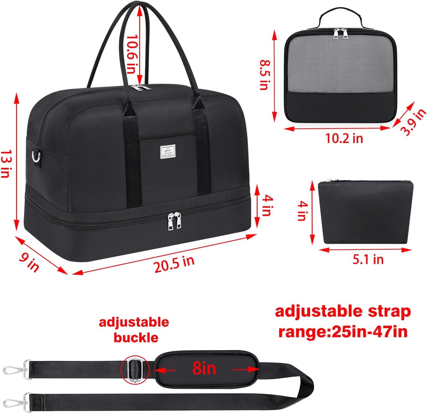 Weekender Bag for Women, Large Overnight Bag Canvas Travel Duffel Bag Carry On Tote with Shoe Compartment 21" 3Pcs Set