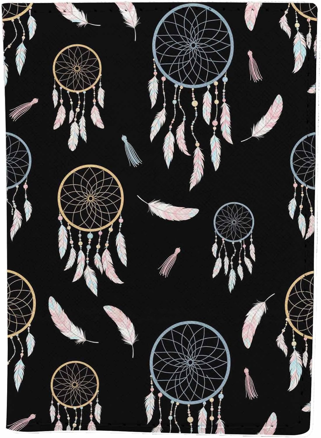 Dream Catcher Passport Holder for Travel Feathers Boho Style PU Leather Passport Cover Wallet Cute Passport Card Holder for Women and Men