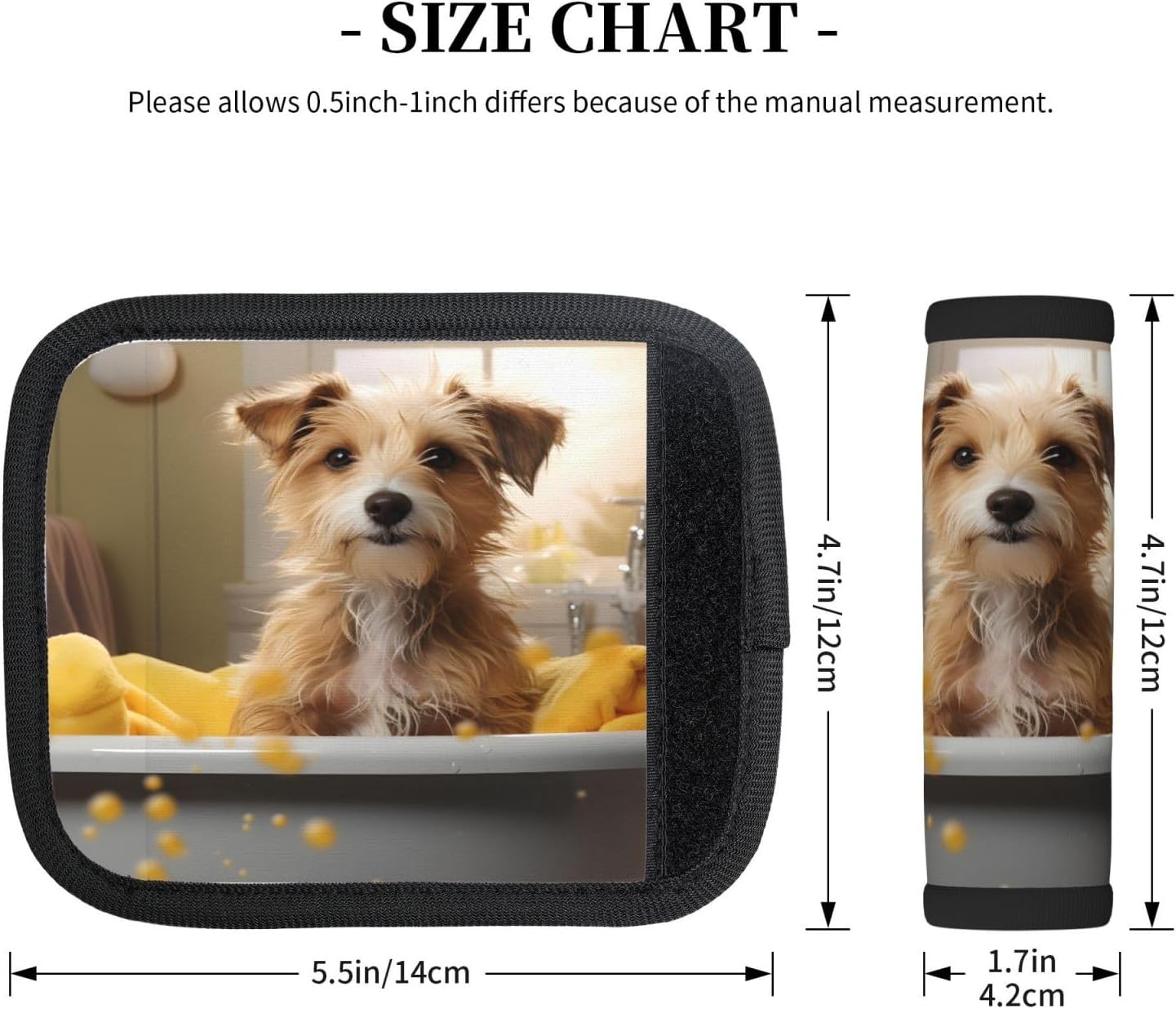 Luggage Handle Wraps Cute Dog Bathtub Animal Luggage Identifiers Soft Neoprene Luggage Handle Wraps
