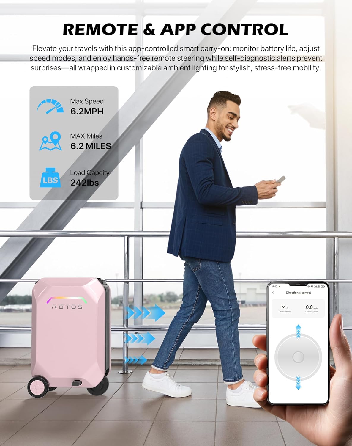 Smart Rideable luggage-Roller carry-on luggage 22x14x9-TSA,Airline-Approved 22 inch Hardshell