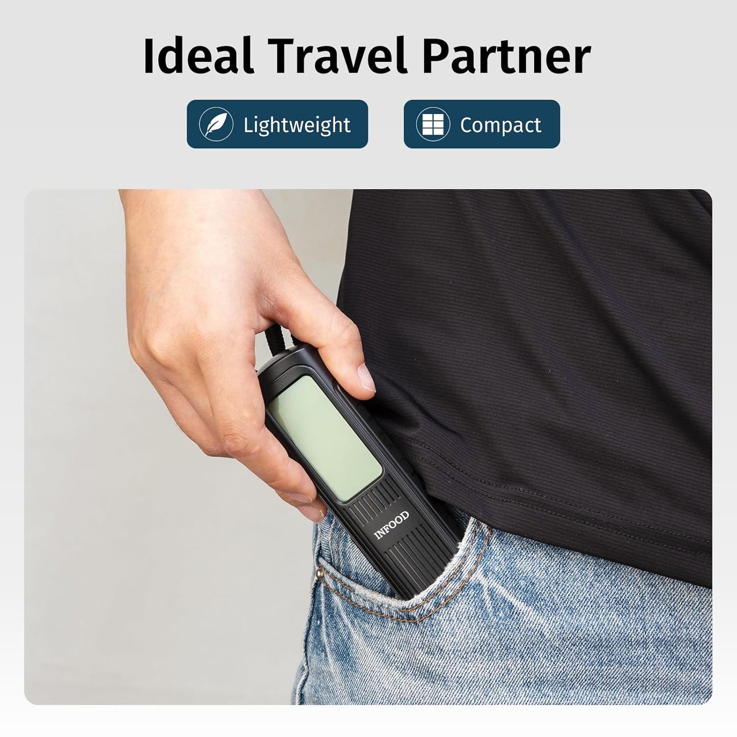 Battery-Free Digital Luggage Scale, Suitcase Scale for Travel, Portable Luggage Weight Scale with Hook & LCD Display for Luggages, Packages & Bags, 110lb/50kg Handheld Scale, Black