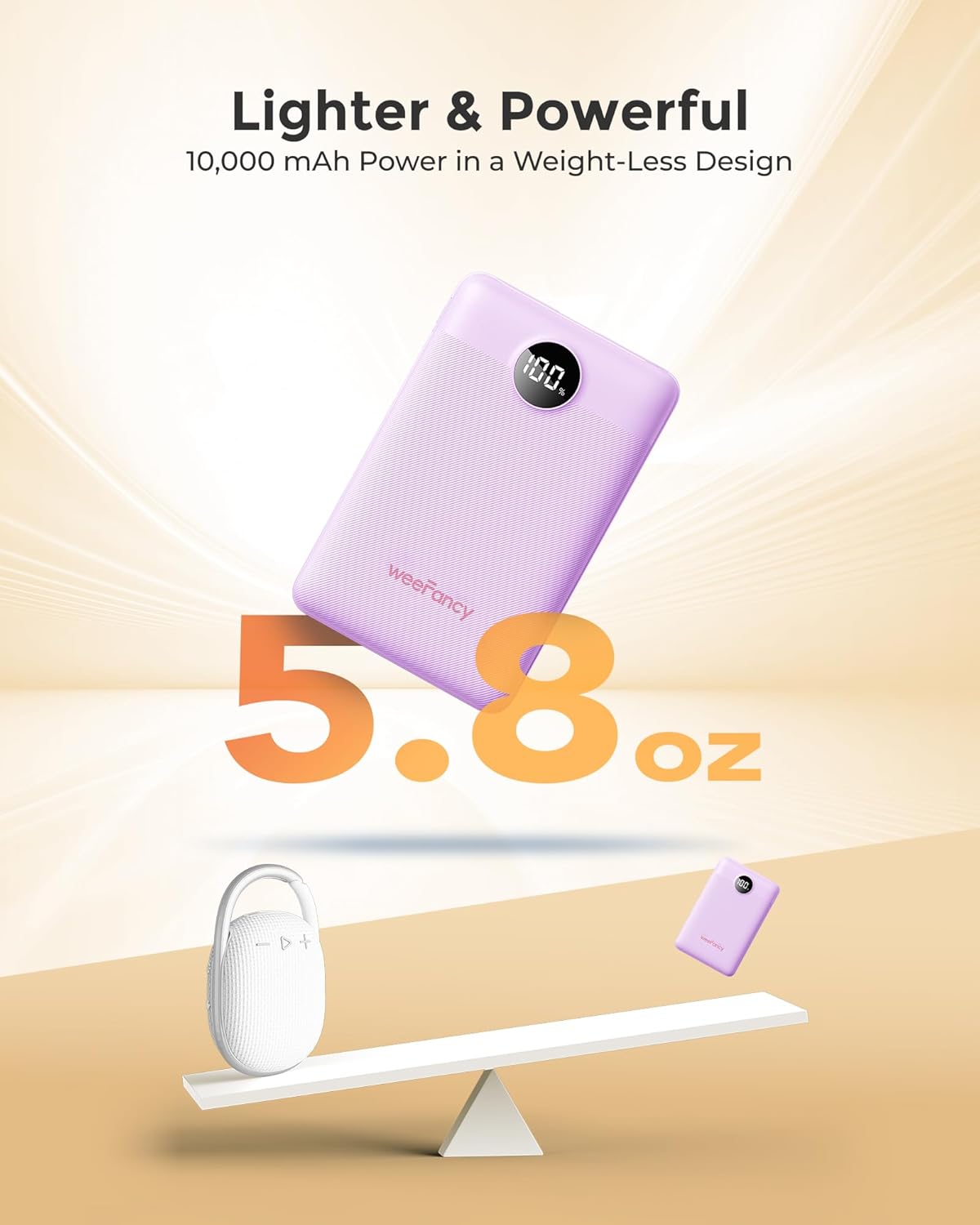 Small Portable Charger Power Bank 10,000 mAh, Upgraded Compact Battery Pack for Phone Charging, PD3.1&QC Fast Charging Mini Travel Power Bank for iPhone/Samsung/Google/Tablet/AirPod (Purple)