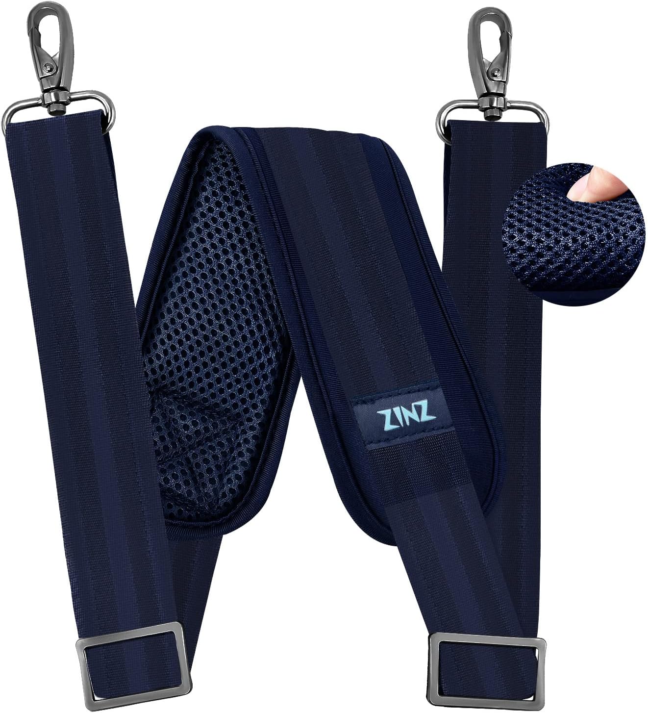 ZINZ 79 inch Shoulder Strap, Extra-thick Fixed Cushion Pad and Dual Clasps Universal Replacement Strap with Metal Swivel Hooks for Laptop Bags, Luggage Bags, Camera, Crossbody (200cm,Blue)
