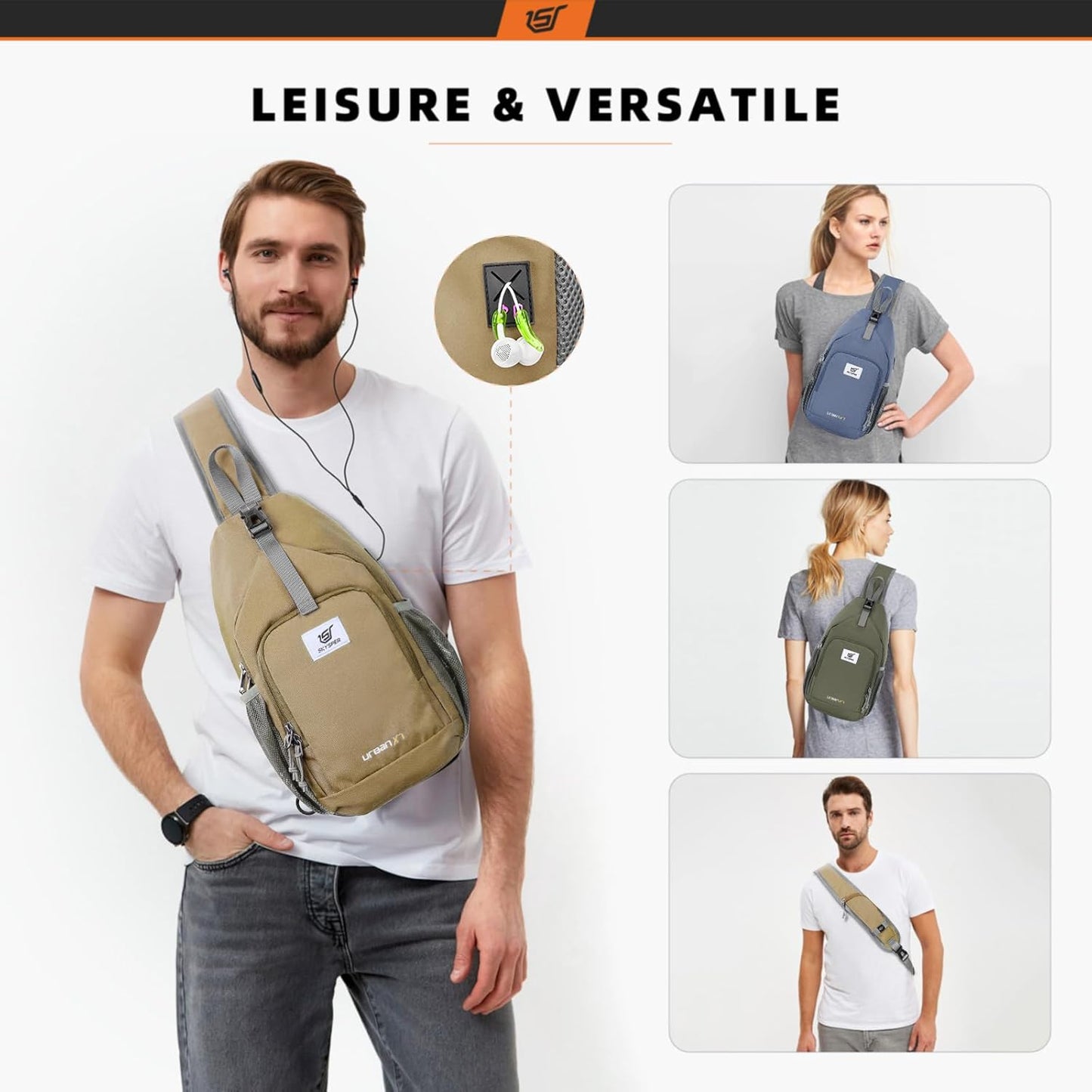 SKYSPER Sling Bag RFID Crossbody Sling Backpack Cross Body Shoulder Bag Travel Hiking Daypack for