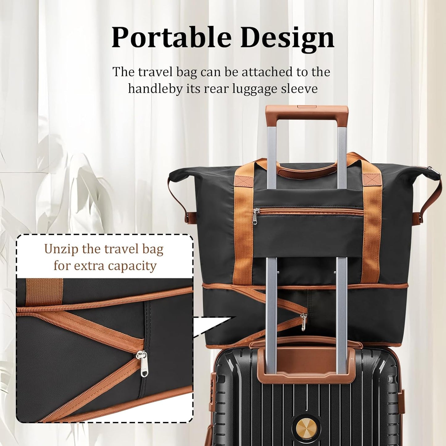 Joyway Luggage Sets 5 Piece PP Hardshell Carry on Suitcase, Travel Lightweight Carry-on with Double Spinner Wheels and TSA Lock, Black Brown