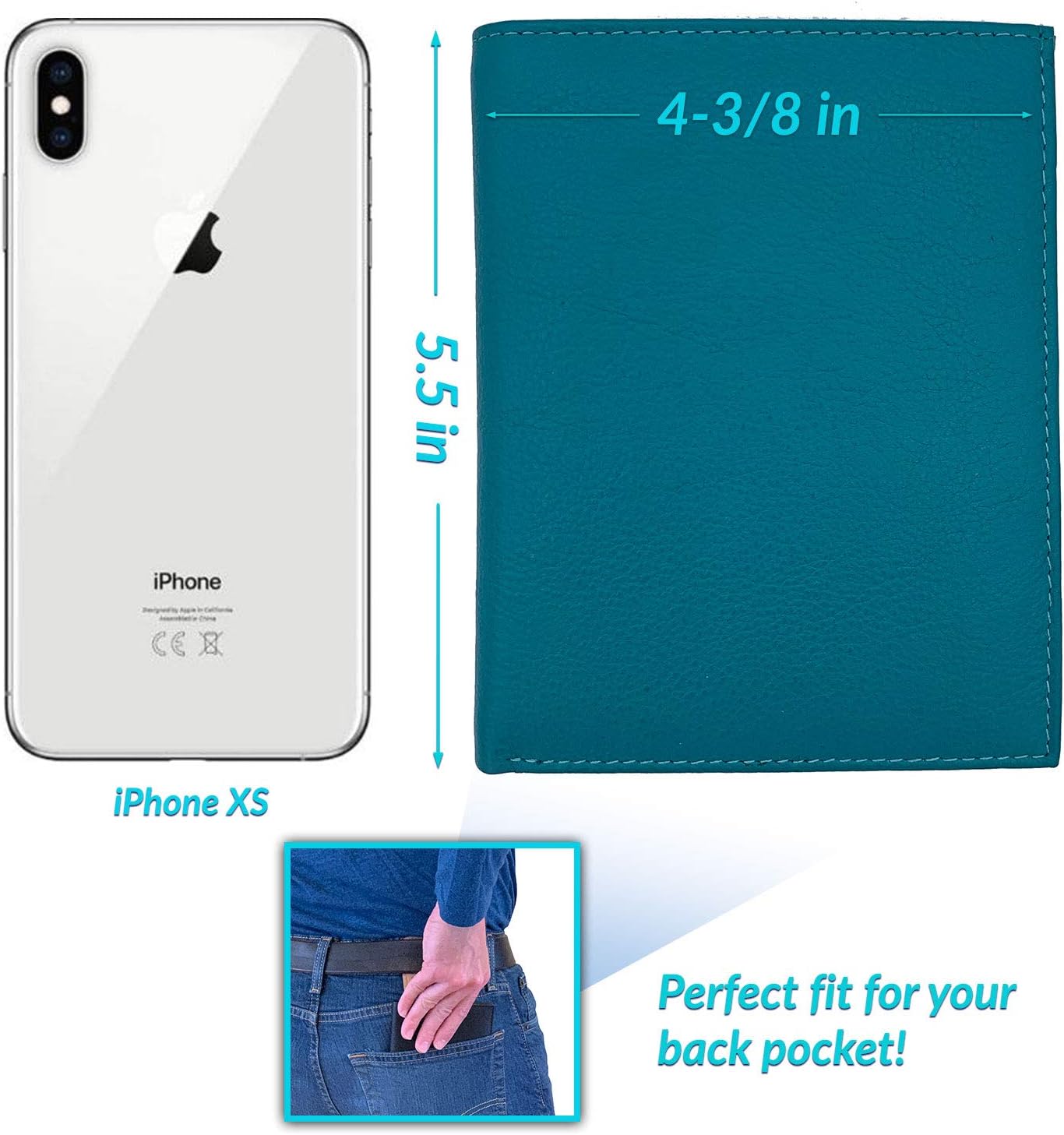 Teal RFID Genuine Leather Passport Wallet
