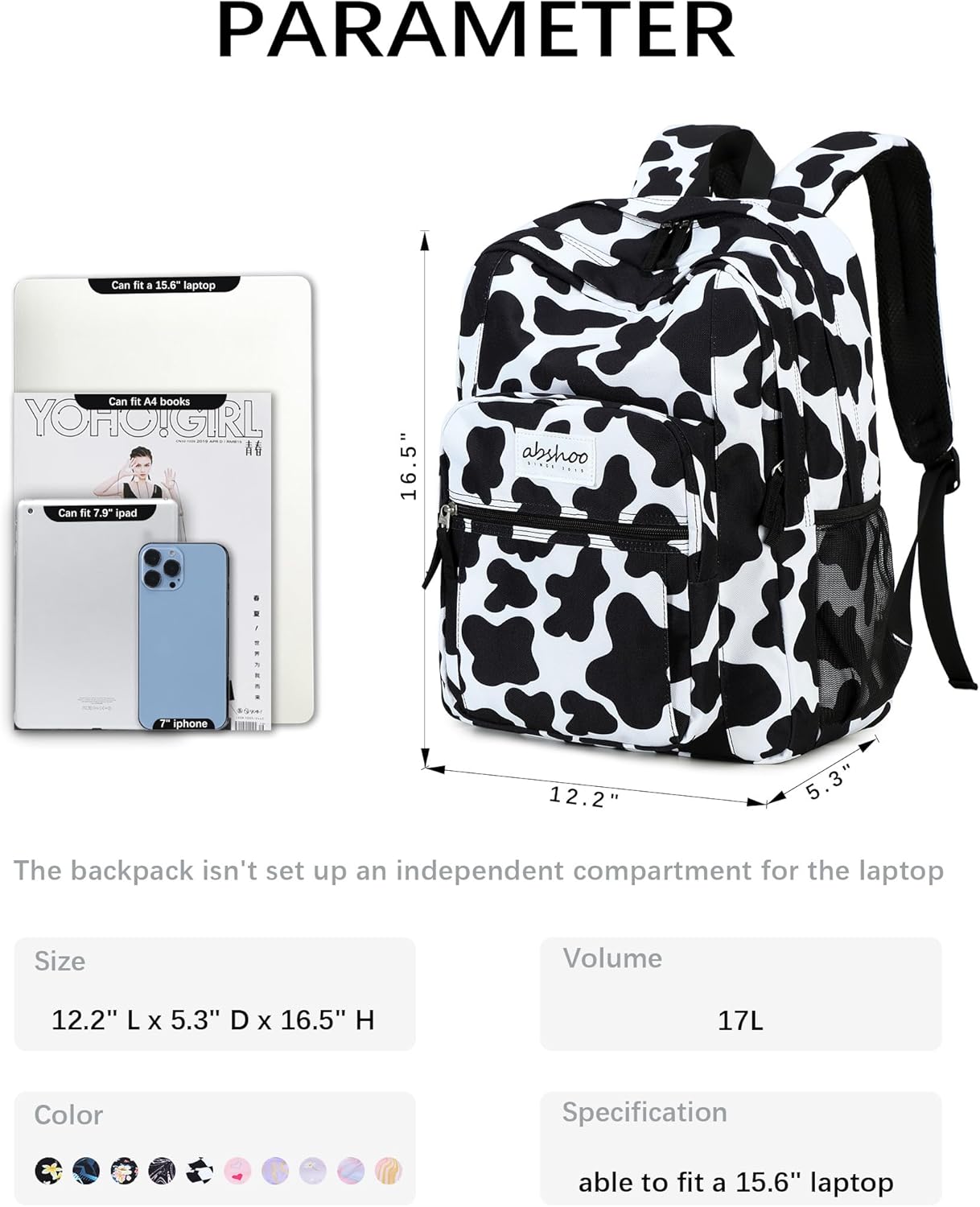 abshoo Classical Basic Travel Backpack For School Water Resistant Bookbag