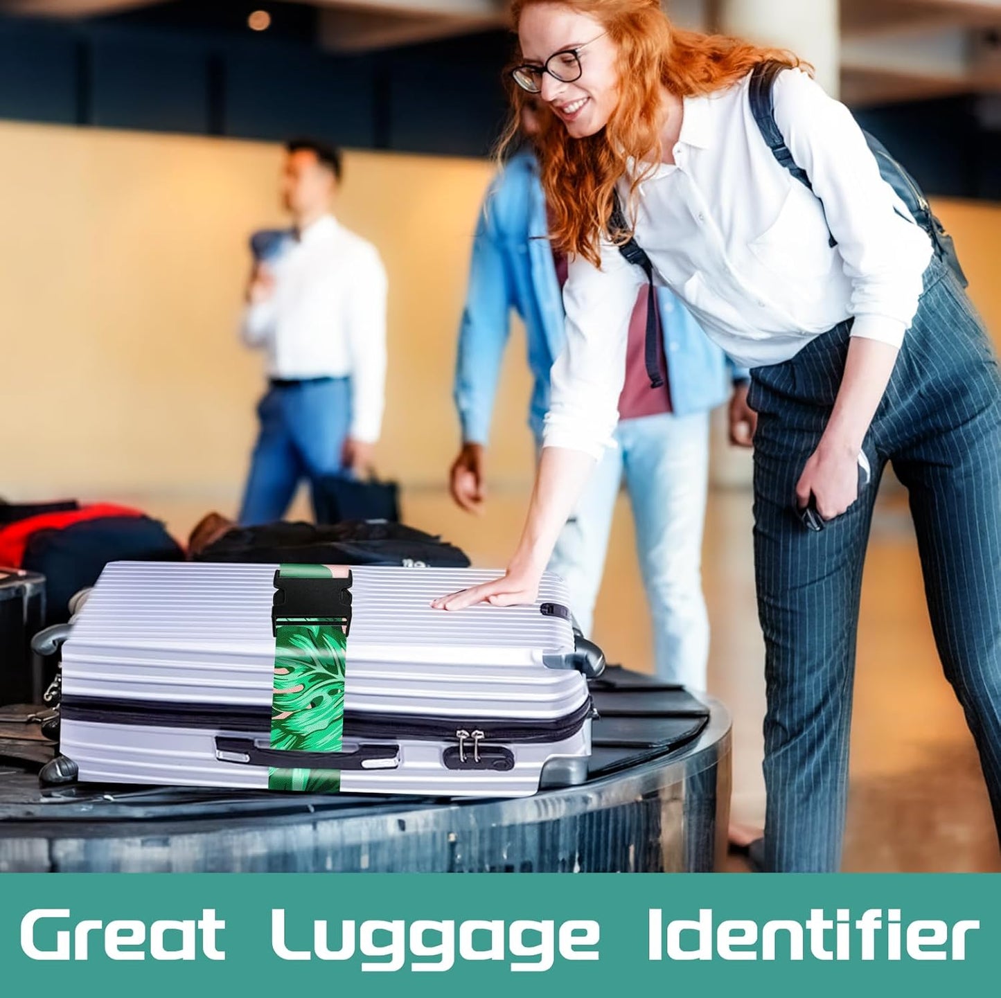 Slohif Luggage Straps for Suitcases Travel Belt Accessories Luggage Connector Identifiers Over Handle with Buckle Unique Nylon Adjustable Strap for Sleeping Bag Car Seat Boho Leaf(2 Pack)