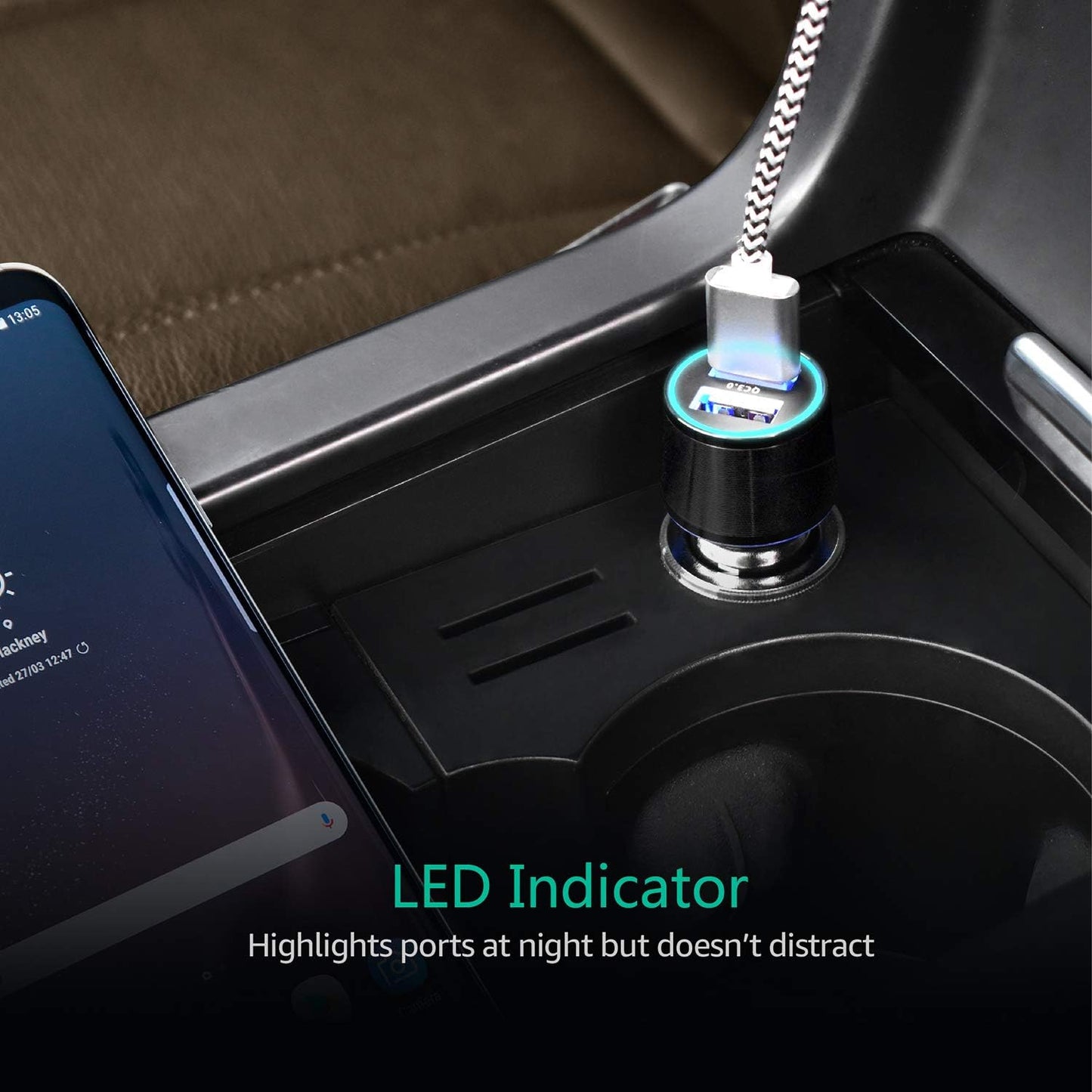 Fast USB Car Charger, Arttron Quick Charge 3.0 24W 4.8A Car Charger Adapter. with 3ft USB Type C &Micro 2 in 1 Fast Charging Cable,for iPhone/Samsung S24/S23/S22/S22+/Ultra/S21/Note 9/S10/