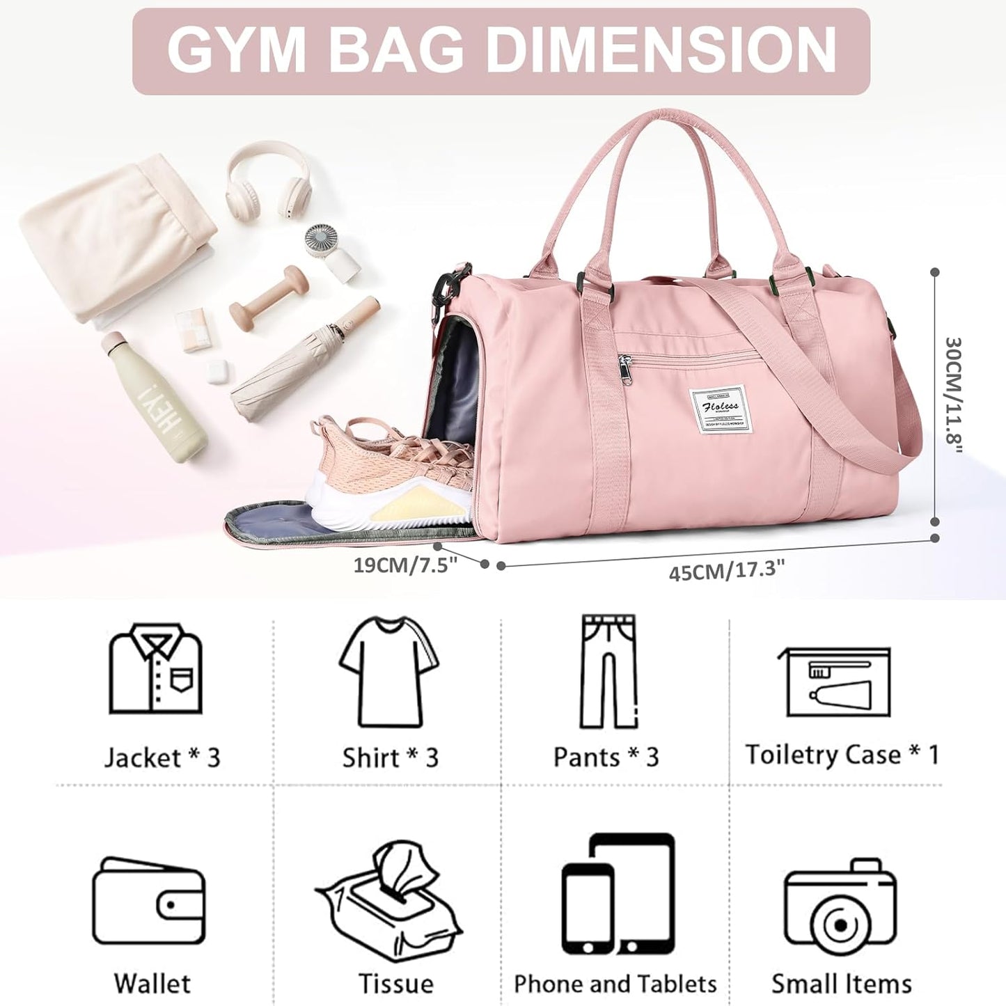 Gym Bag for Women Men with Shoes Compartment,Sports Duffle Bag Personal item travel Duffel Bags