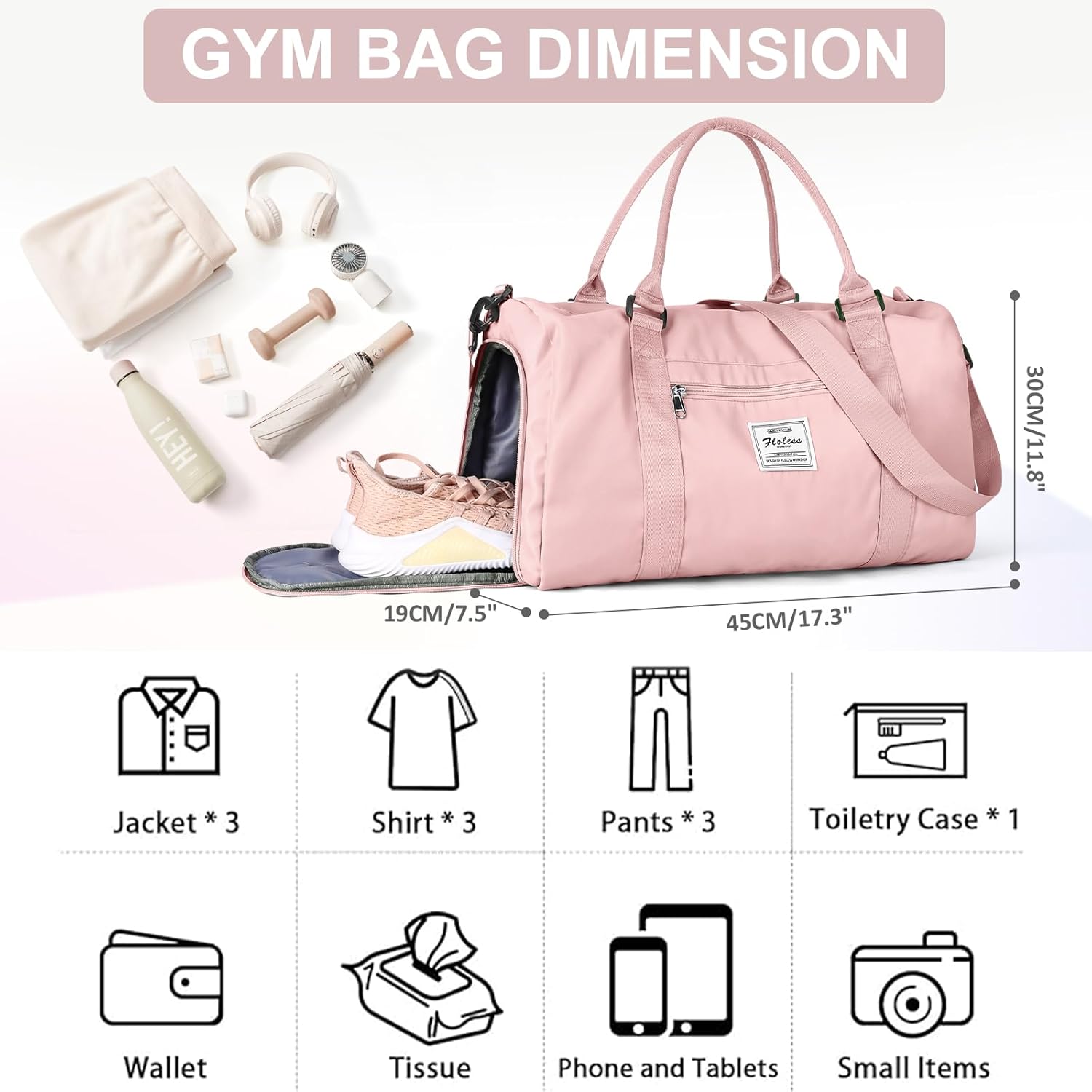 Gym Bag for Women Men with Shoes Compartment,Sports Duffle Bag Personal item travel Duffel Bags