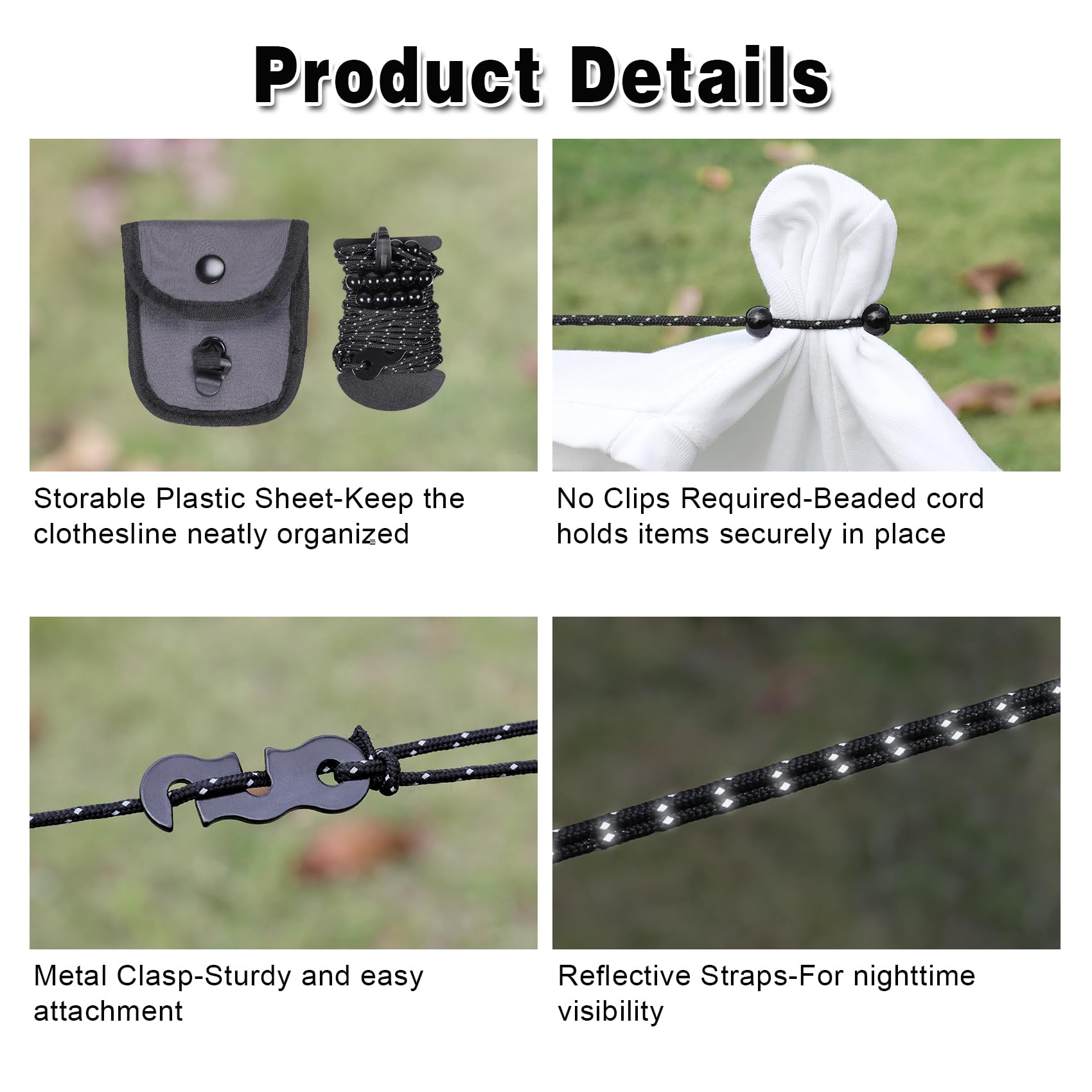 EXVITAL Portable Travel Clothesline Lightweight Camping Clothes Line
