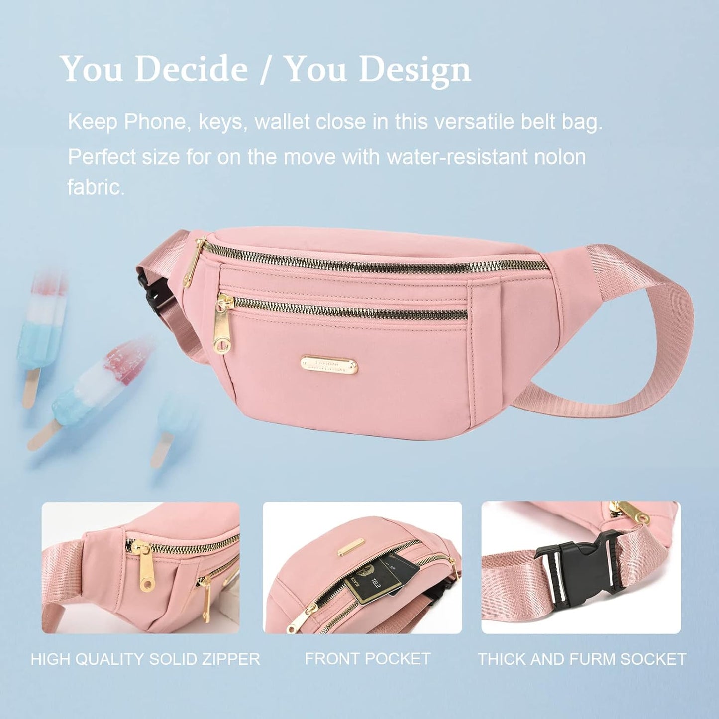 DAITET Crossbody Fanny Pack for Men&Women,Large Waist Bag & Hip Bum Bag with Adjustable Strap for Outdoors Workout Traveling Casual Running Hiking Cycling
