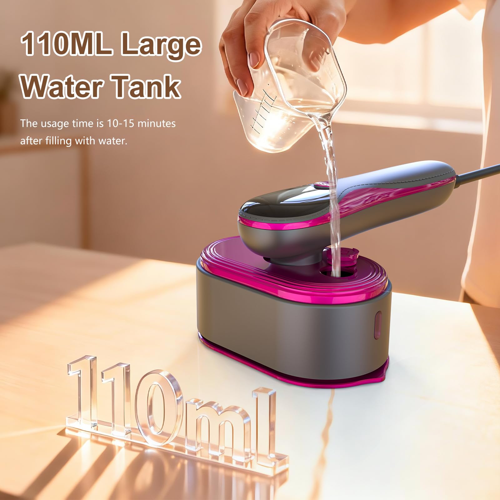 KOKABI Travel Steamer for Clothes, Portable 2 in 1 Dry Steam Iron Handheld
