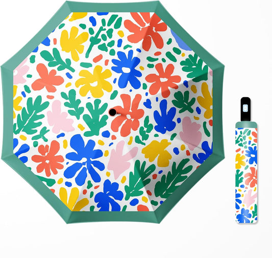 Small Travel Folding Umbrella for Girl, Portable, UV, SunShade, Compact, Automatic, Rain & Wind