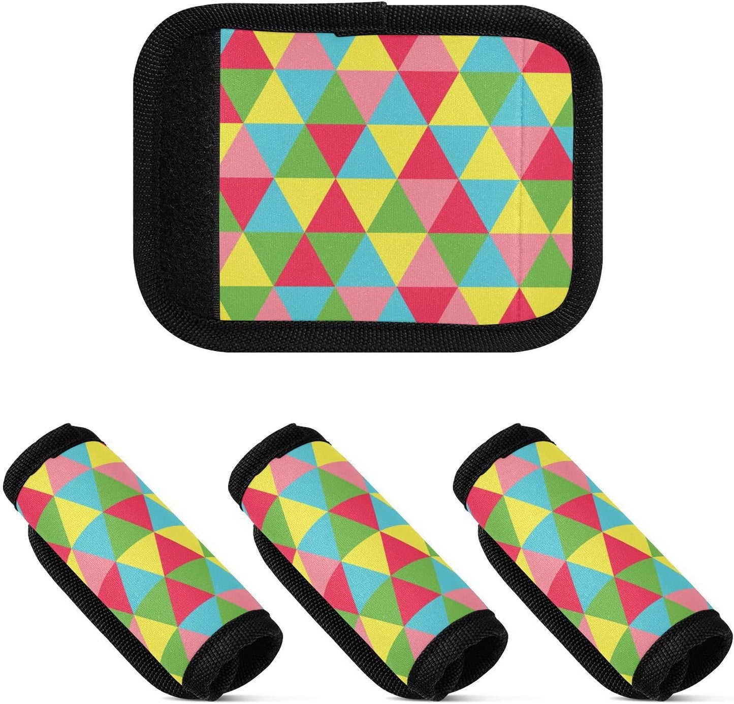 4 PC Luggage Handle Wrap Luggage Handle Covers Tags for Suitcase Bags Travel Luggage Handle Identifier Gripper Colorful Triangle
