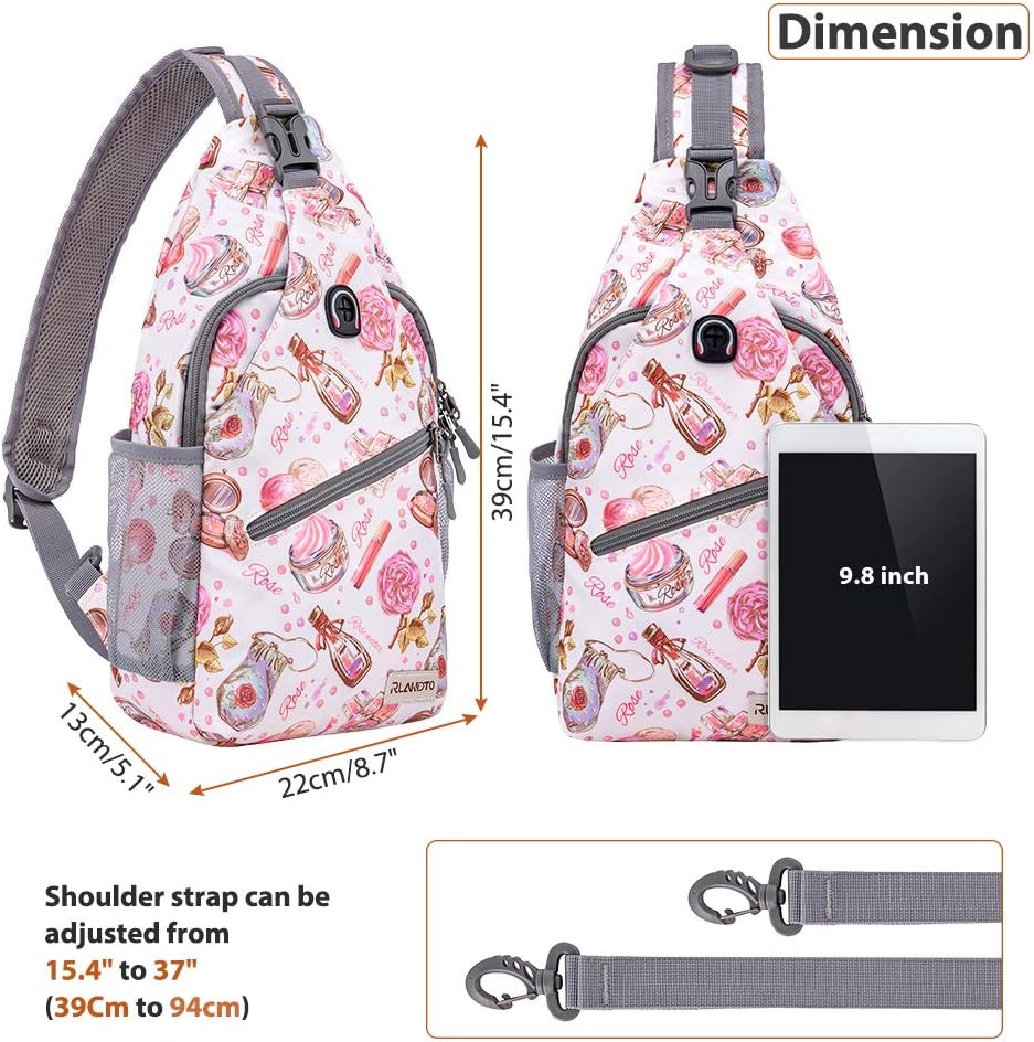ZOMAKE Sling Bag,Small Crossbody Sling Backpack,Water Resistant Shoulder Daypack for Travel,Anti Thief Chest Bag for Hiking(Cosmetic White)