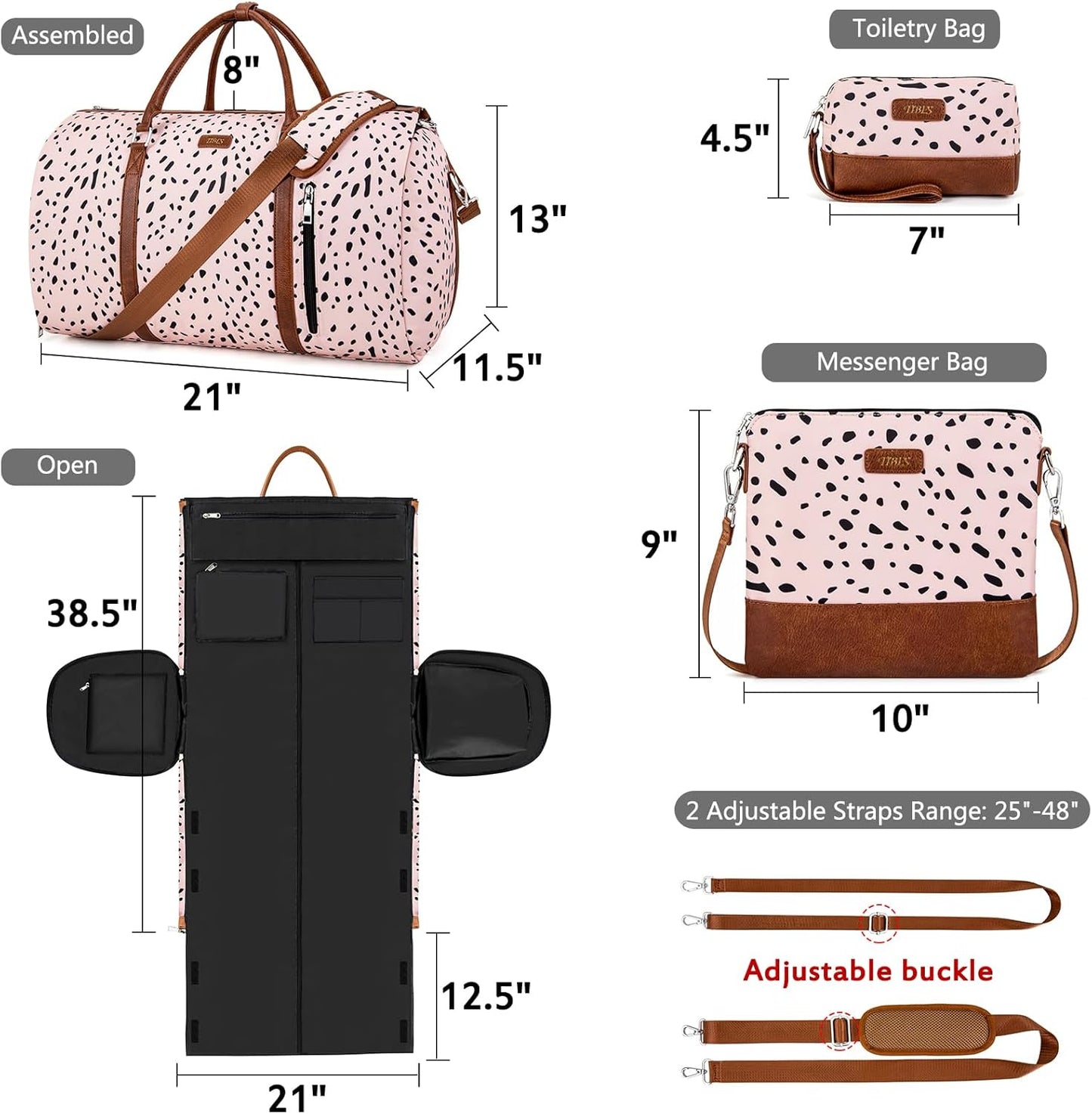 Convertible 2-in-1 Garment Bags for Travel, Carry On Garment Duffle Bag With Shoe Compartment Large Weekender Bag for Women Men Hanging Suitcase Suit Travel Duffel Overnight Bags 4pcs Set