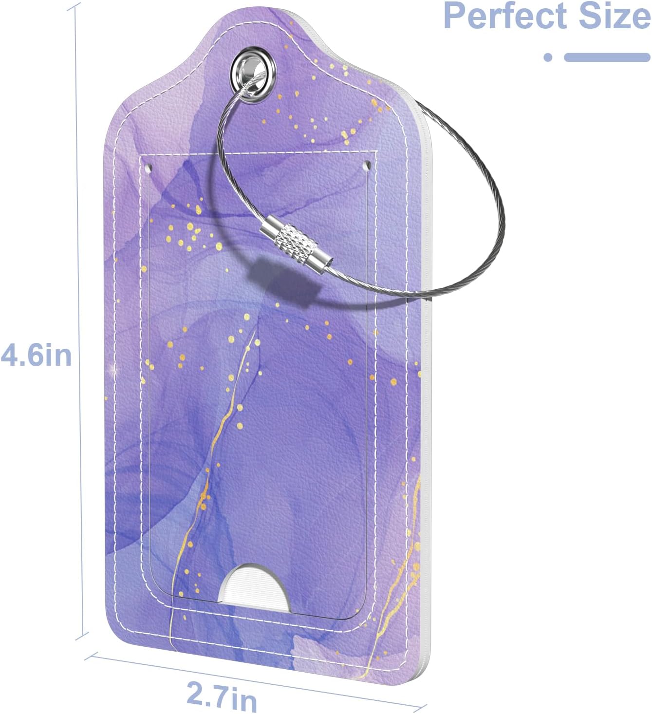 2 Pack PU Leather Luggage Tags for Suitcase, Travel Cruise Luggage Tag with Privacy Flap, Name ID Label and Metal Loop for Women Men Baggage Handbag School Bag Backpack, Colorful Marble