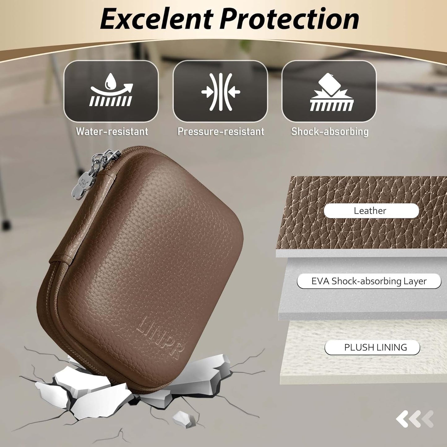 Digital Camera Case for CAMKORY, KODAK PIXPRO FZ45/FZ55, Canon IXUS 285 HS, Lecran, Small Travel Compact Camera Holder with Mesh Pocket for Accessories SD Card (Brown)