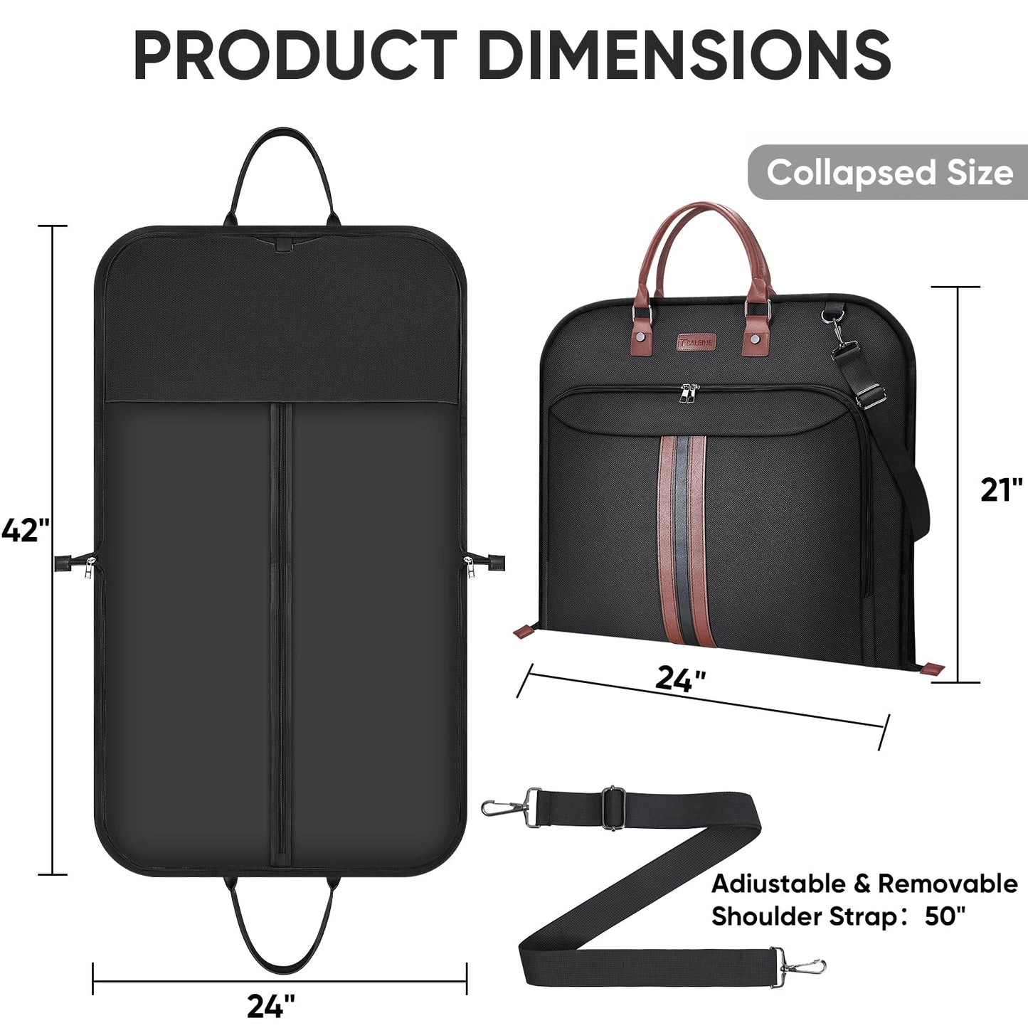 BALEINE Travel Garment Bag, Travel Suit Bag for Men, Water Resistant Carry on Garment Bag for