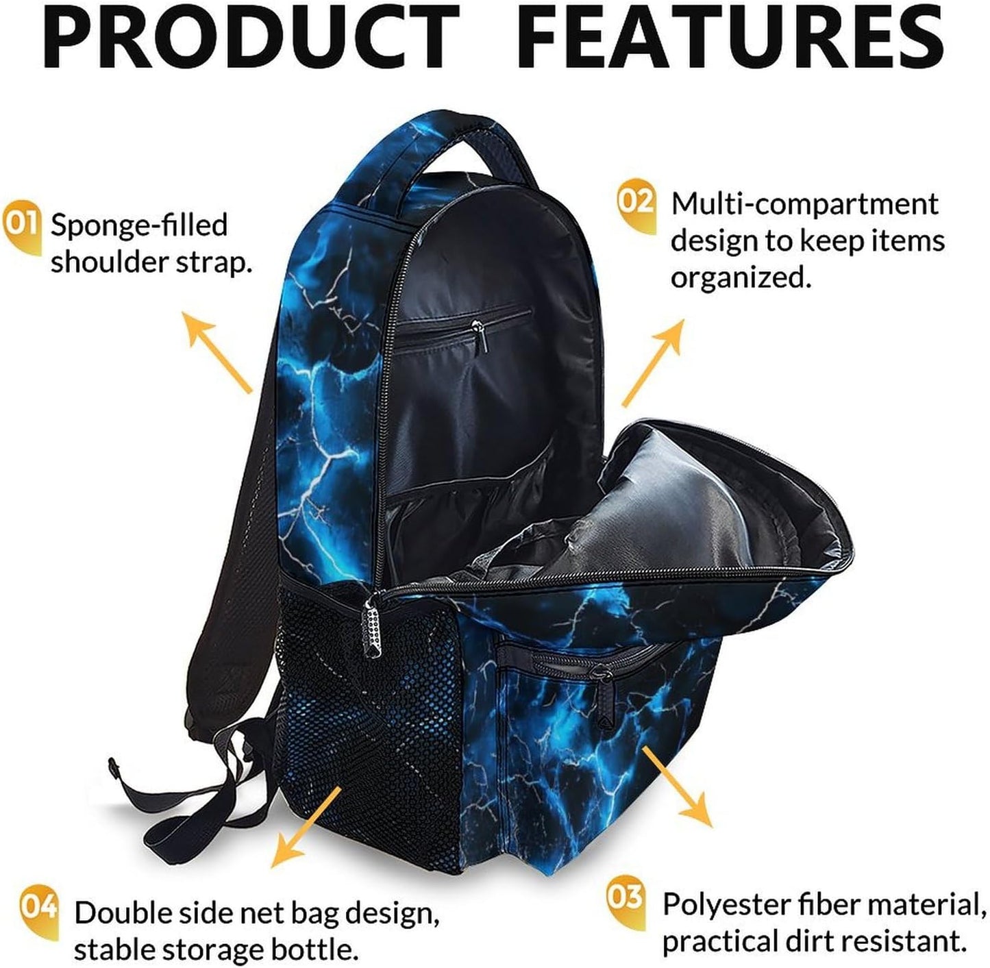 Kids Backpacks, Boys Bookbag, 17 Inch Colorful Blue Gamer Backpack for Teen Boys, Cool Leisure Schoolbag Gift for Travel, Work School Vacation
