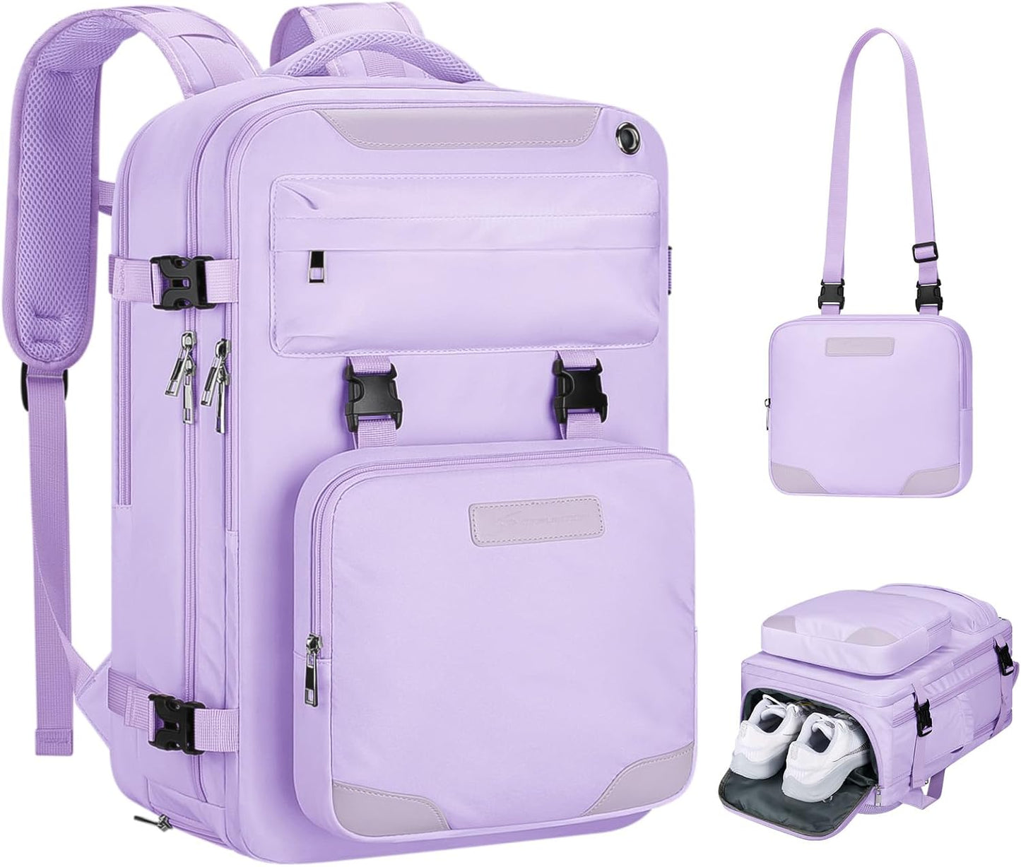 Maelstrom Travel Backpack for Women Men,25L Laptop Backpack Fits 17-Inch Laptop,Waterproof Carry On Backpack for Airplanes with Detachable Crossbody Bag & Shoe Compartment (Purple, Medium)