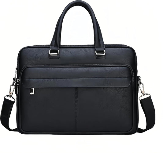 Vintage Leather Laptop Briefcase, 16 Inch Messenger Bag, Crossbody Shoulder Computer Satchel for Men Office Computer Bag