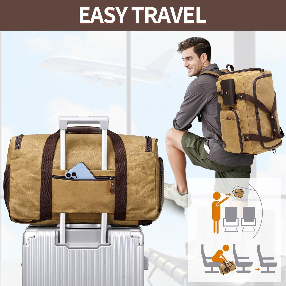 Travel Duffle Bag Weekender Bag with Shoe Compartment Overnight Bag for Men Travel Bag Carry On