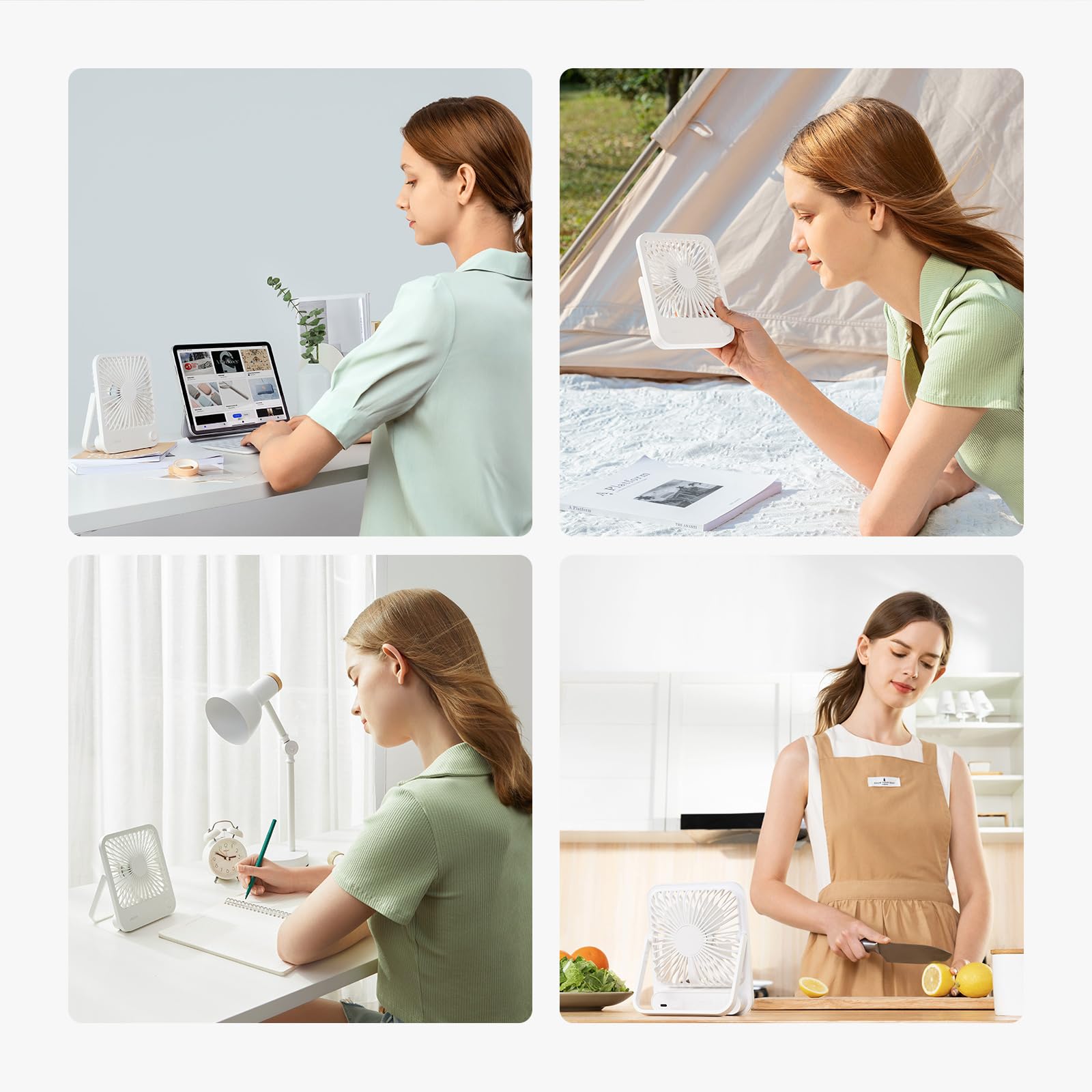 JISULIFE Desk Fan Battery Rechargeable, 180°Foldable Portable Personal Fan