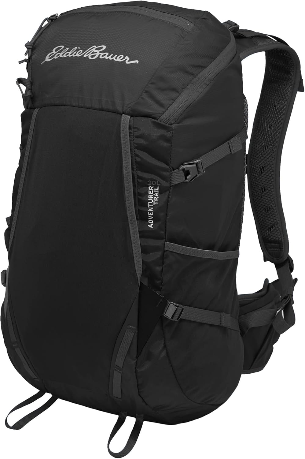 Eddie Bauer Adventurer Backpack with Organization Compartments and Hydration/Laptop Compatible Sleeve, Trail Adventurer - Black, 30L