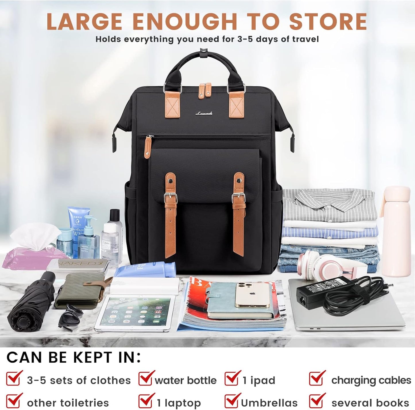 LOVEVOOK Extra Large Travel Laptop Backpack for Women, 18 Inch Computer Backpack Work Commuter Business Trip Weekender Carry on Backpack with Luggage Sleeve, Teacher Doctor Nurse Bags College Daypack