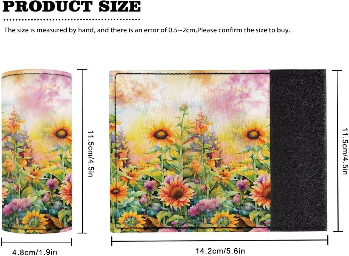Sunflower Luggage Handle Wraps for Suitcase Soft Grip Handle Cover Set of 2 Pcs,Women Girls Suitcase Protective Handle Cover Reusable, Floral Print