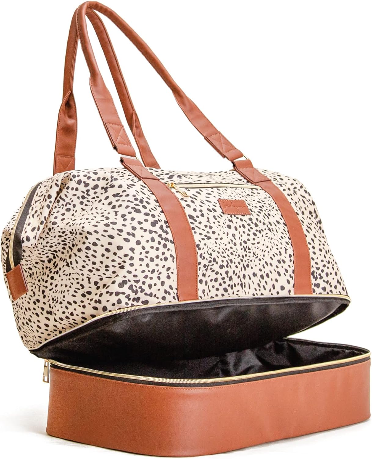 Jadyn Florence Structured Duffle Bag, Weekender Bag for Women, Carry-on Bag for Overnight and Weekend Travel, Large 45 Liter Capacity with Tote Handles (Cheetah Spot)