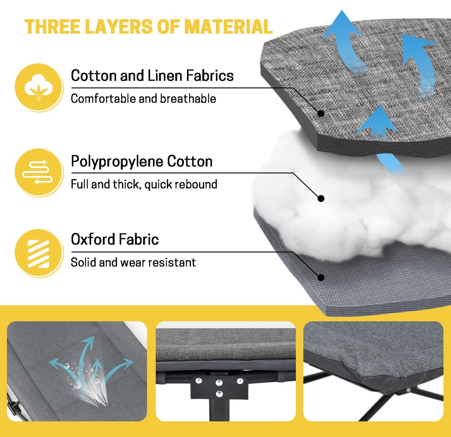 ATORPOK Folding Camping Cot for Adults with Cushion and Pillow