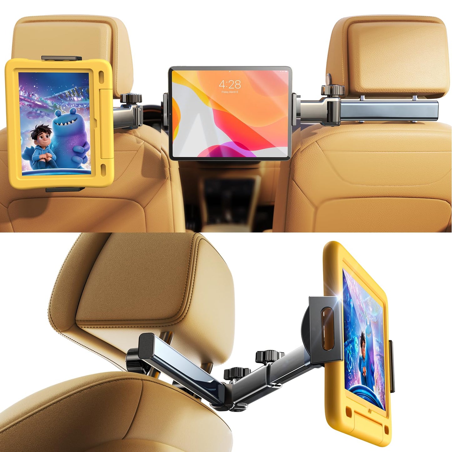 LISEN iPad Holder for Car Tablet Mount, Road Trip Essentials Kids Back Seat