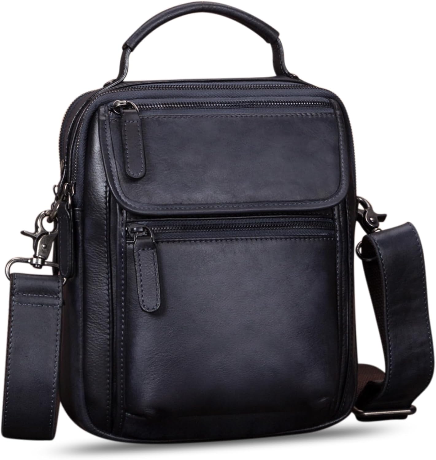 IVTG Genuine Leather Messenger Bag for Men Sling Purse Crossbody Shoulder Bags Satchel for Work
