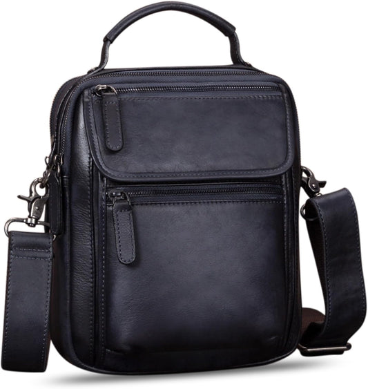 IVTG Genuine Leather Messenger Bag for Men Sling Purse Crossbody Shoulder Bags Satchel for Work Business Handbags